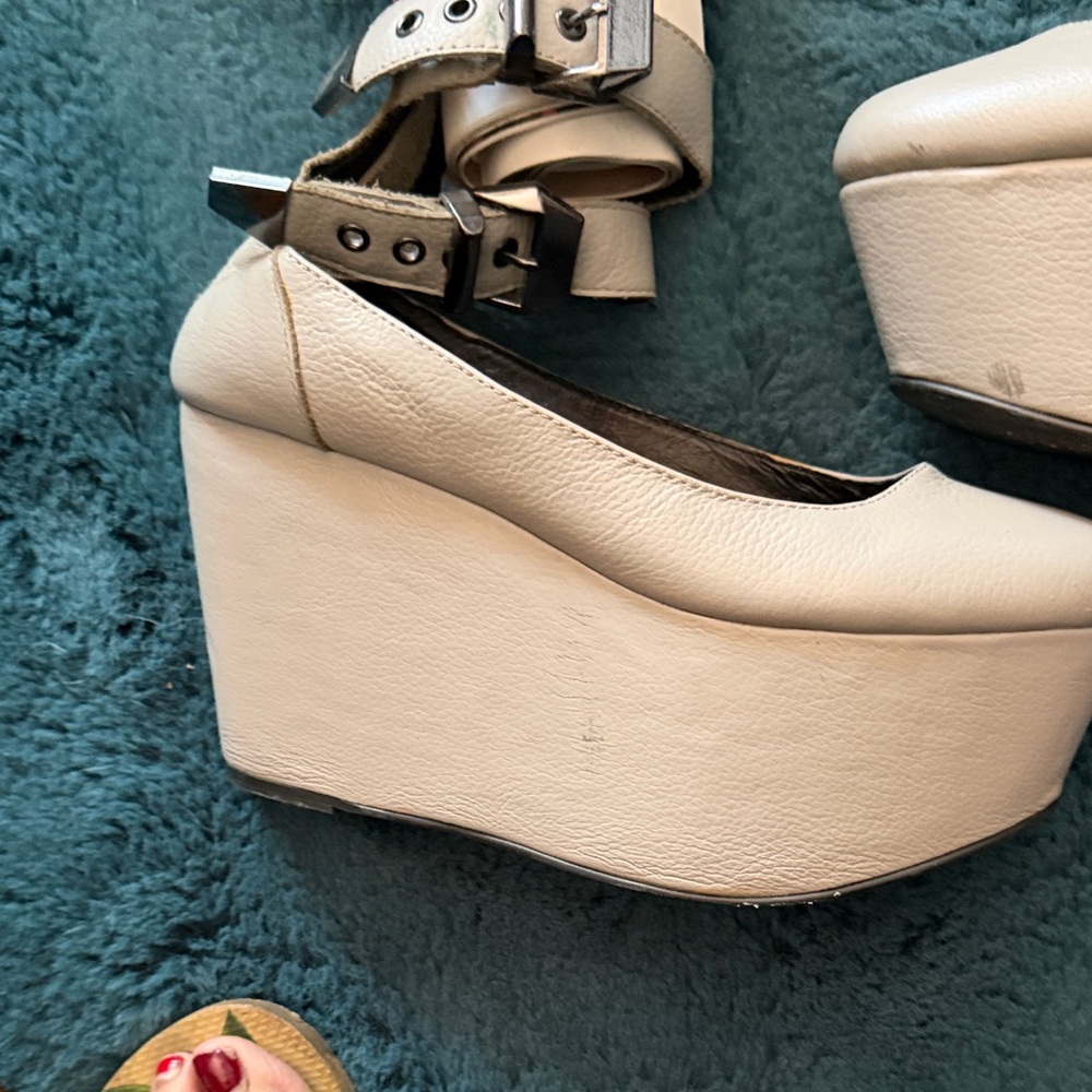 Platform Gladiator Buckle Sandals in Light Gray - Women's - Picture 2 of 9
